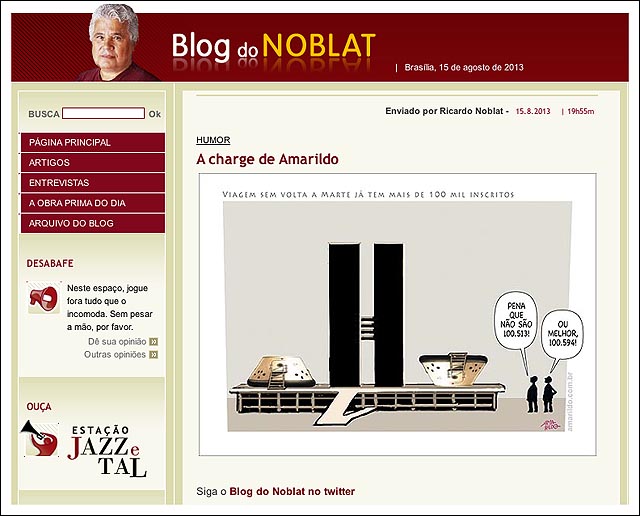 Nossa charge  em A Gazeta  no Blog do Noblat