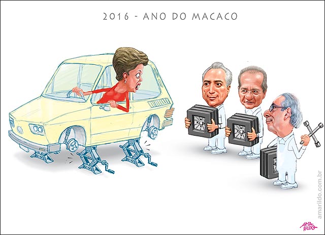 2016 ano do macaco dilma brasilia carro cunha renan temer pneu quadrado remendo 04