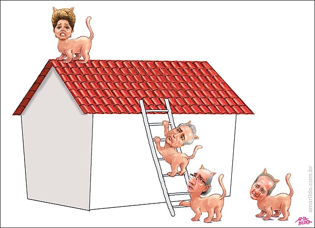 Dilma Gato Subiu no telhado casa cair impeachment pt